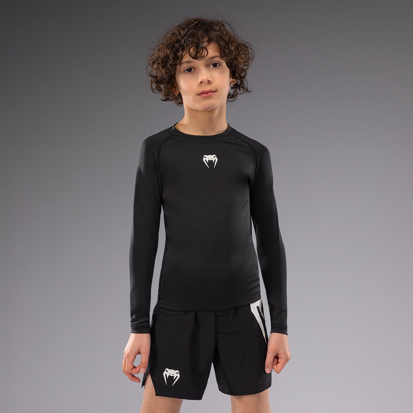 Venum Contender Rashguards de Mangas Largas para Niños - Negro