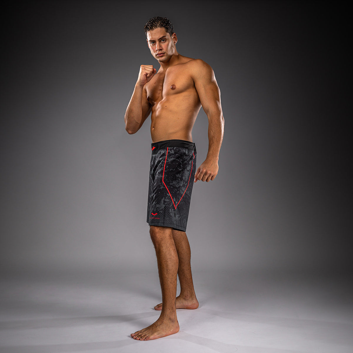 Venum x Batman Fightshorts - Negro/Gris/Rojo