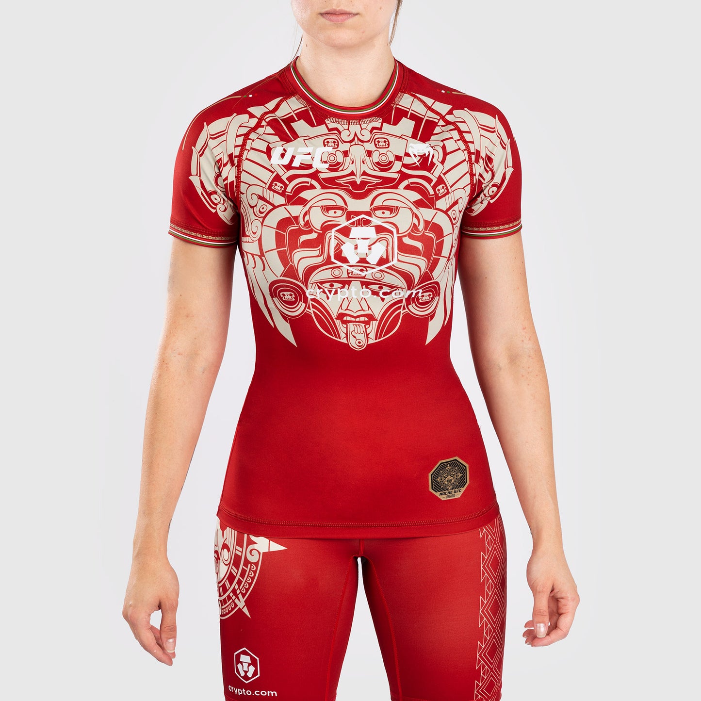 Noche UFC by Venum Authentic Fight Night Rashguard de manga corta para mujer - Rojo
