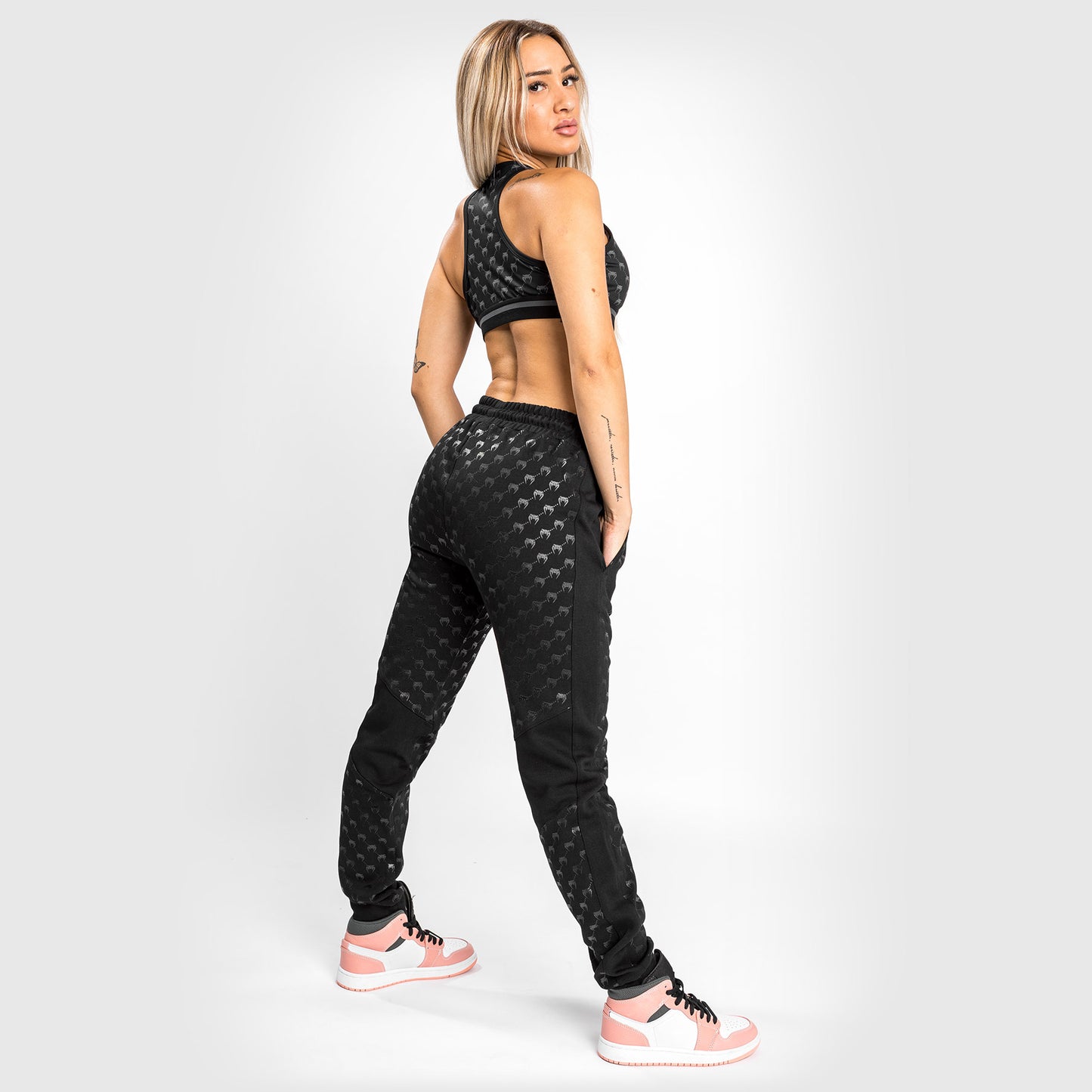 Pantalones de Jogging Venum Monogram para Mujer – Negro/Oro Rosa