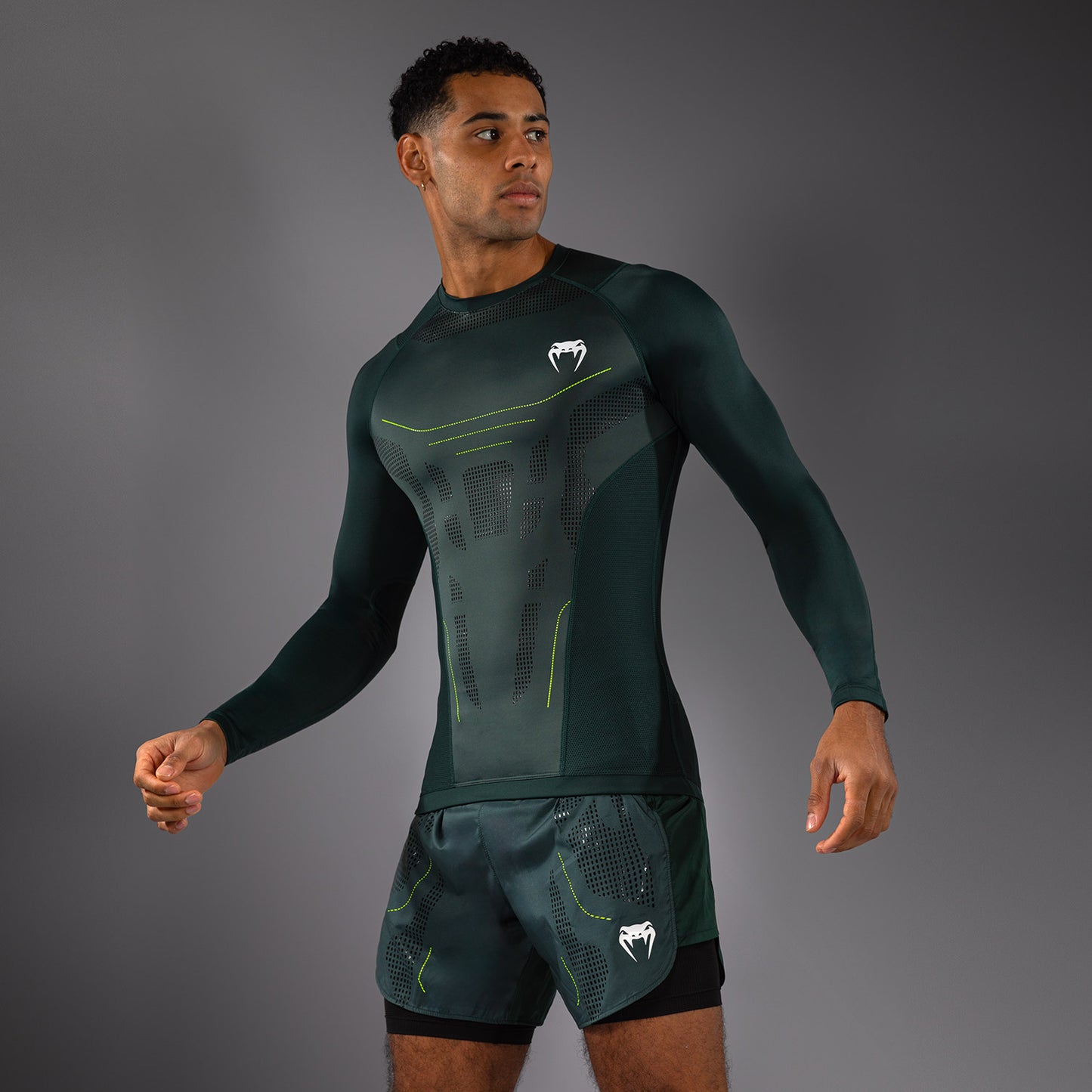 Venum Technical 3.0 Camiseta de Manga Larga Rashguard - Verde Bosque