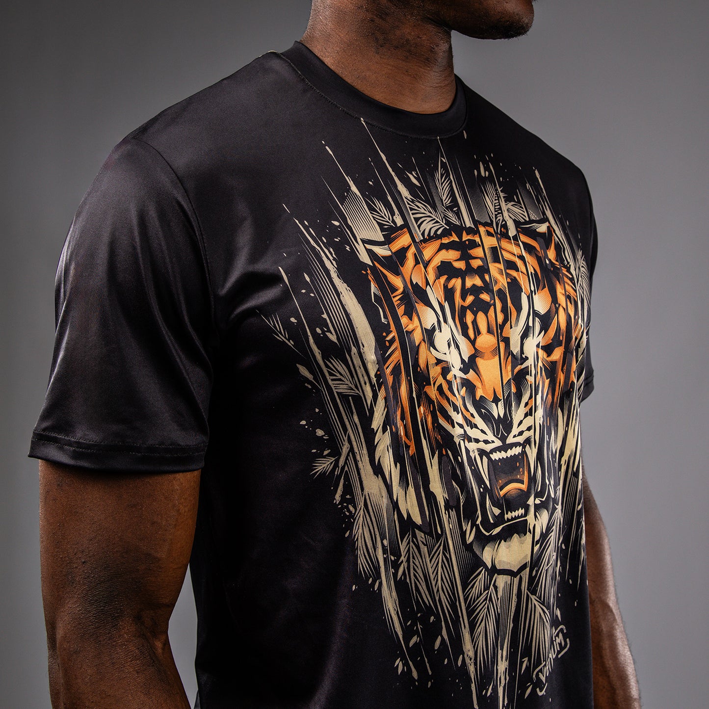 Venum Tiger Camiseta Dry Tech para Hombre - Negro/Naranja Neón