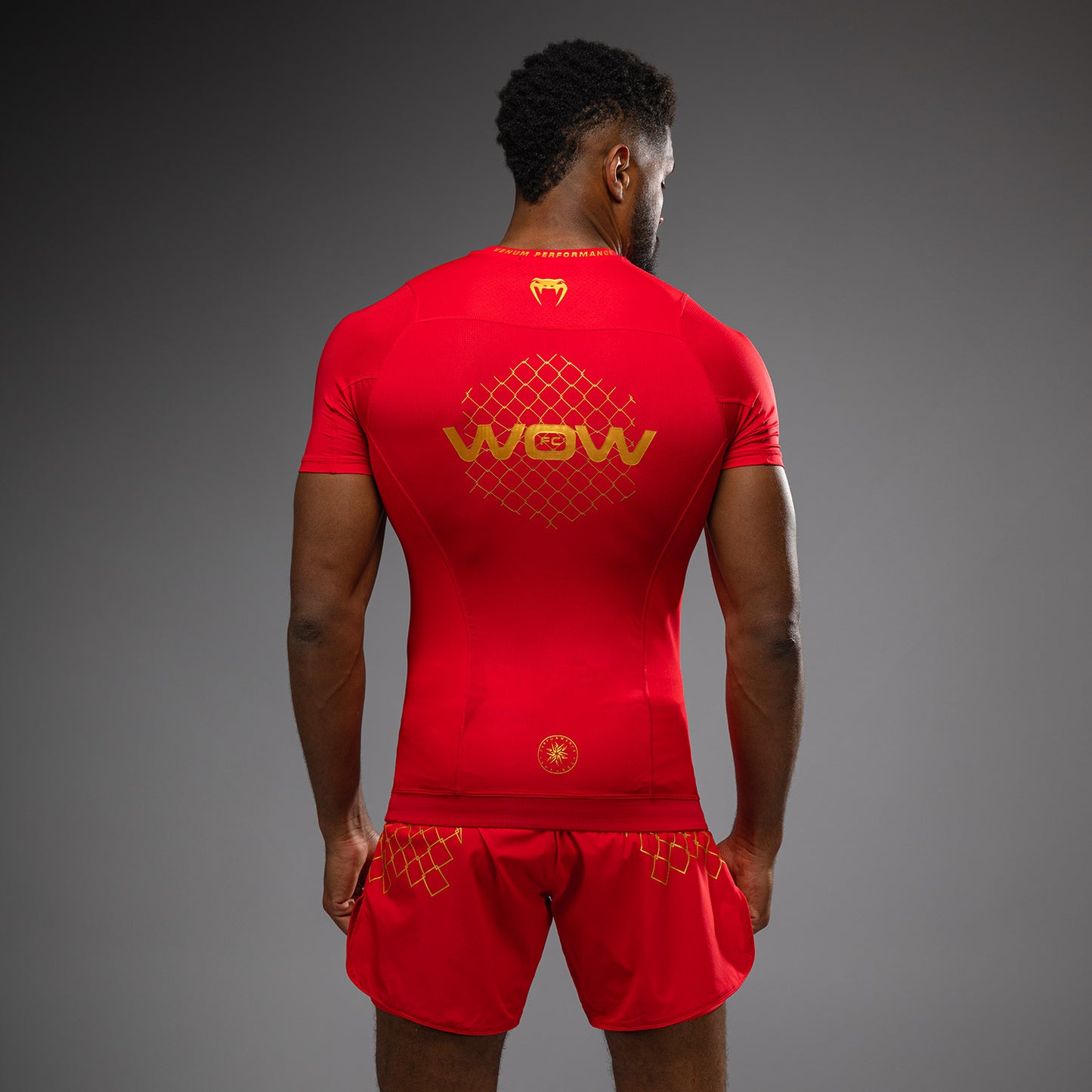 Venum x WOW FC Camiseta de Manga Corta Rashguard - Fury Red/Gold