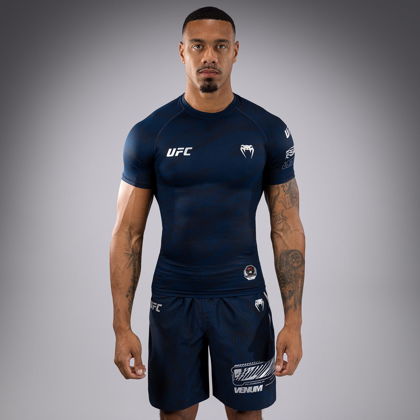 UFC Fusion by Venum Fight Week Rashguard de Manga Corta de Rendimiento para Hombre - Azul oceánico