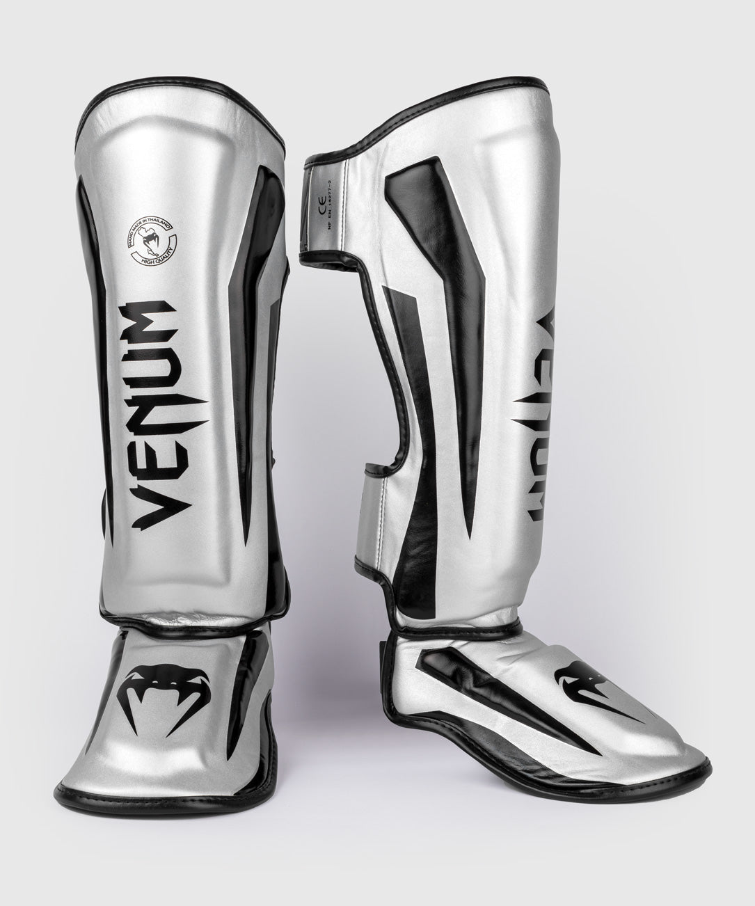 Venum Elite Espinilleras Standup - Plata/Negro
