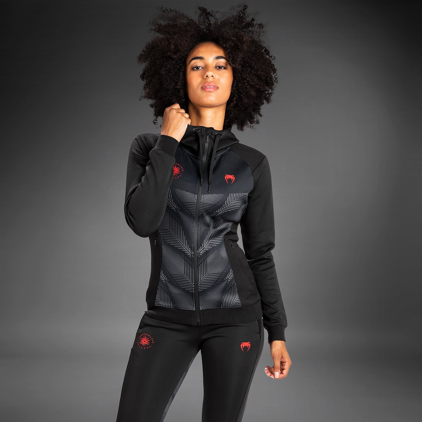 Sudadera con capucha Venum Phantom - Para mujer - Negro/Rojo