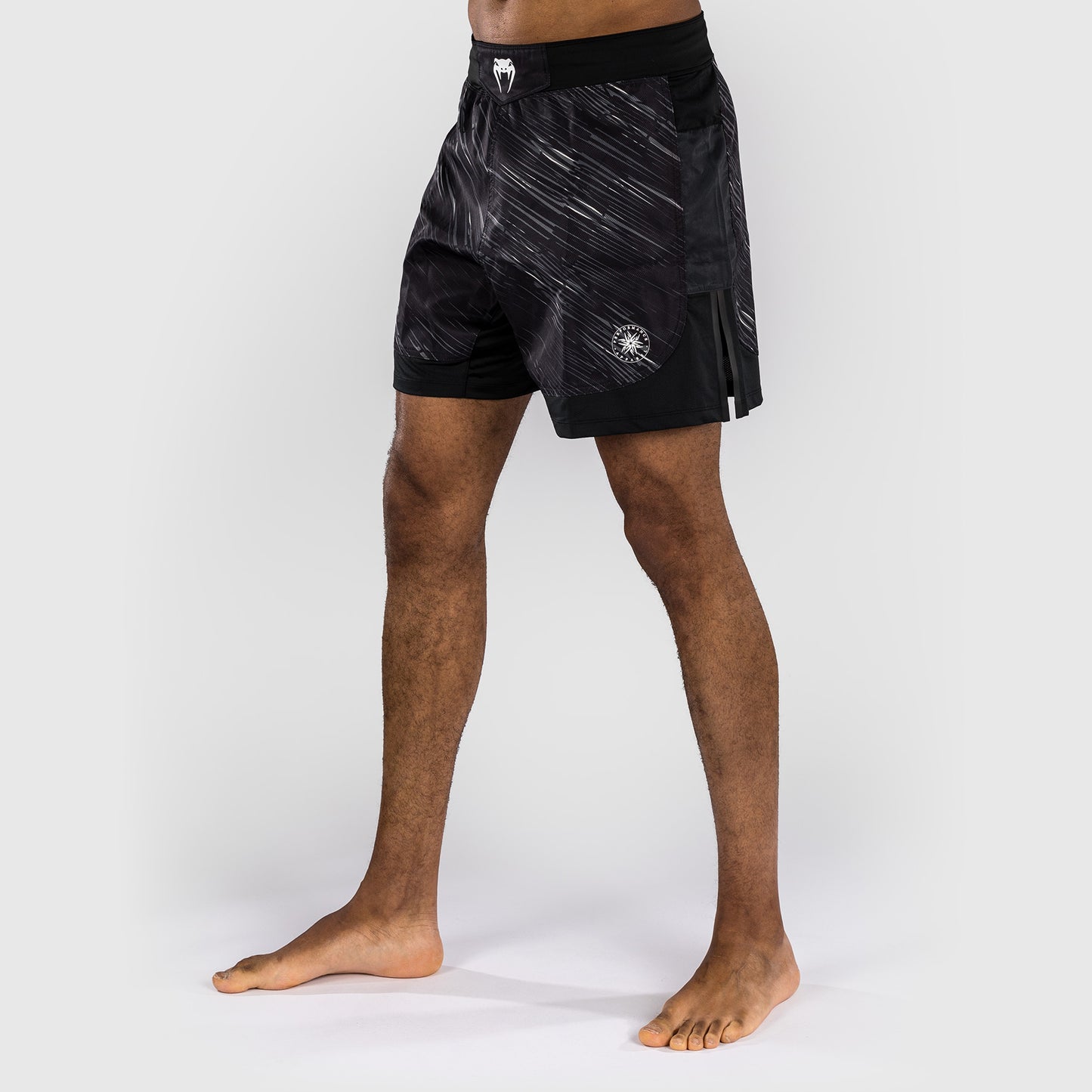 Venum Rapid Pantalones Cortos de Lucha - Negro/Gris Tormenta