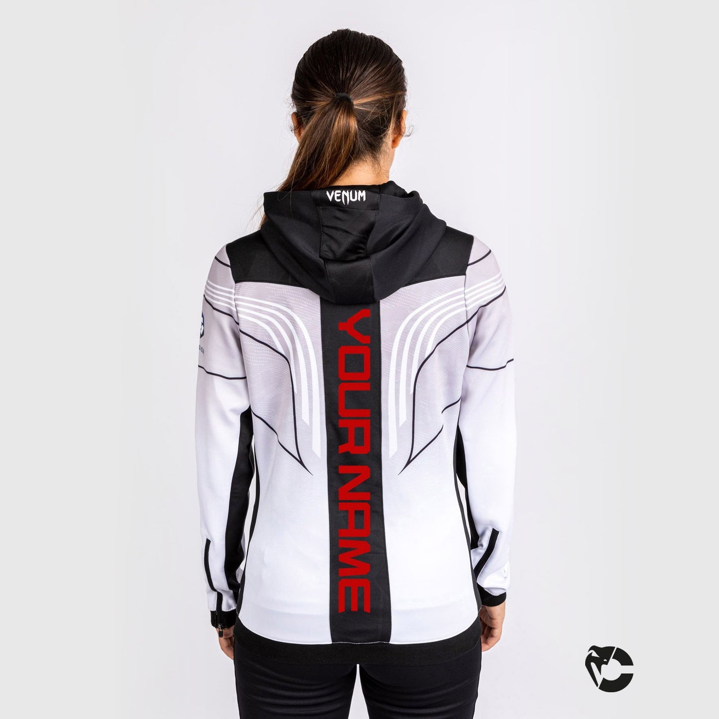Sudadera con capucha personalizada UFC Venum Authentic Fight Night 2.0 para mujer - Blanco