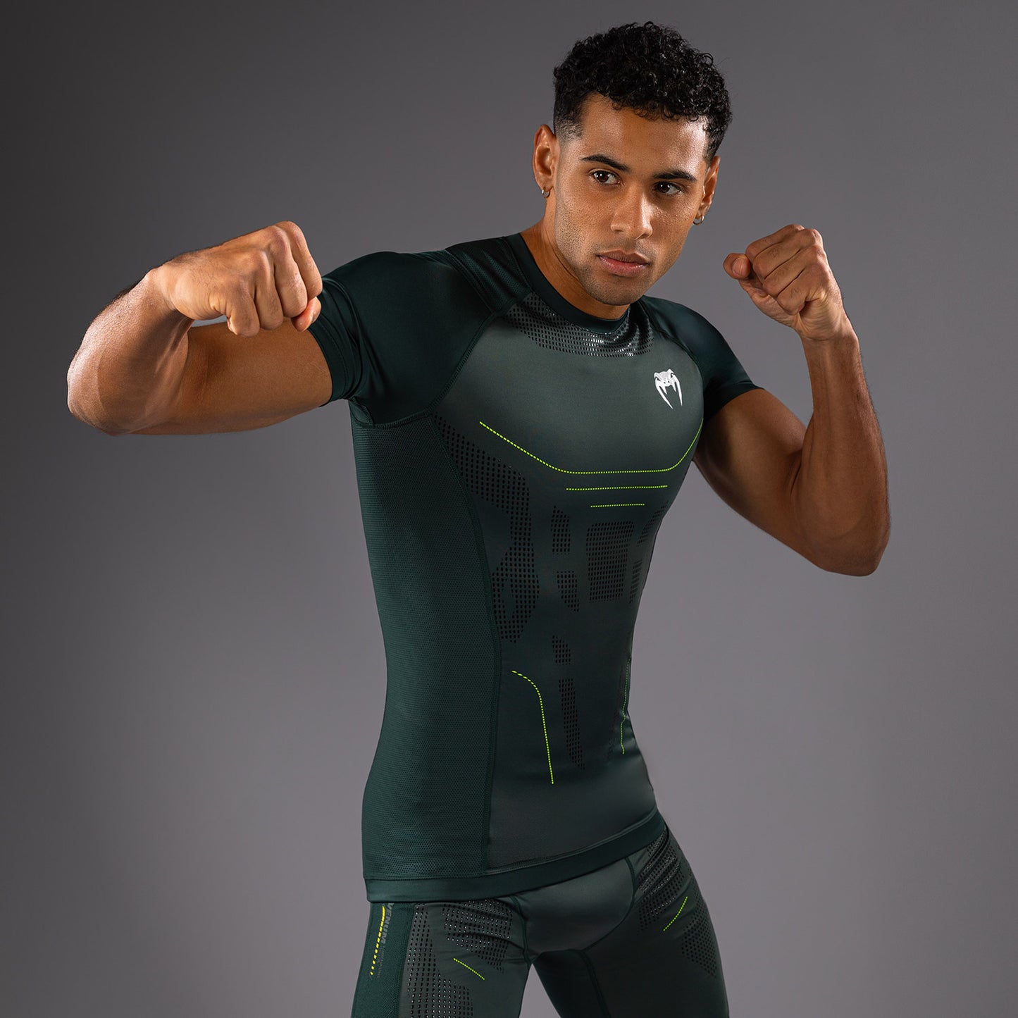 Venum Technical 3.0 Camiseta de Manga Corta Rashguard - Verde Bosque
