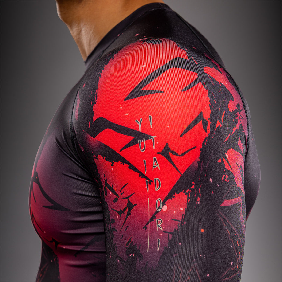 Jujutsu Kaisen x Venum Itadori Rashguard Manga Larga – Negro/Rojo