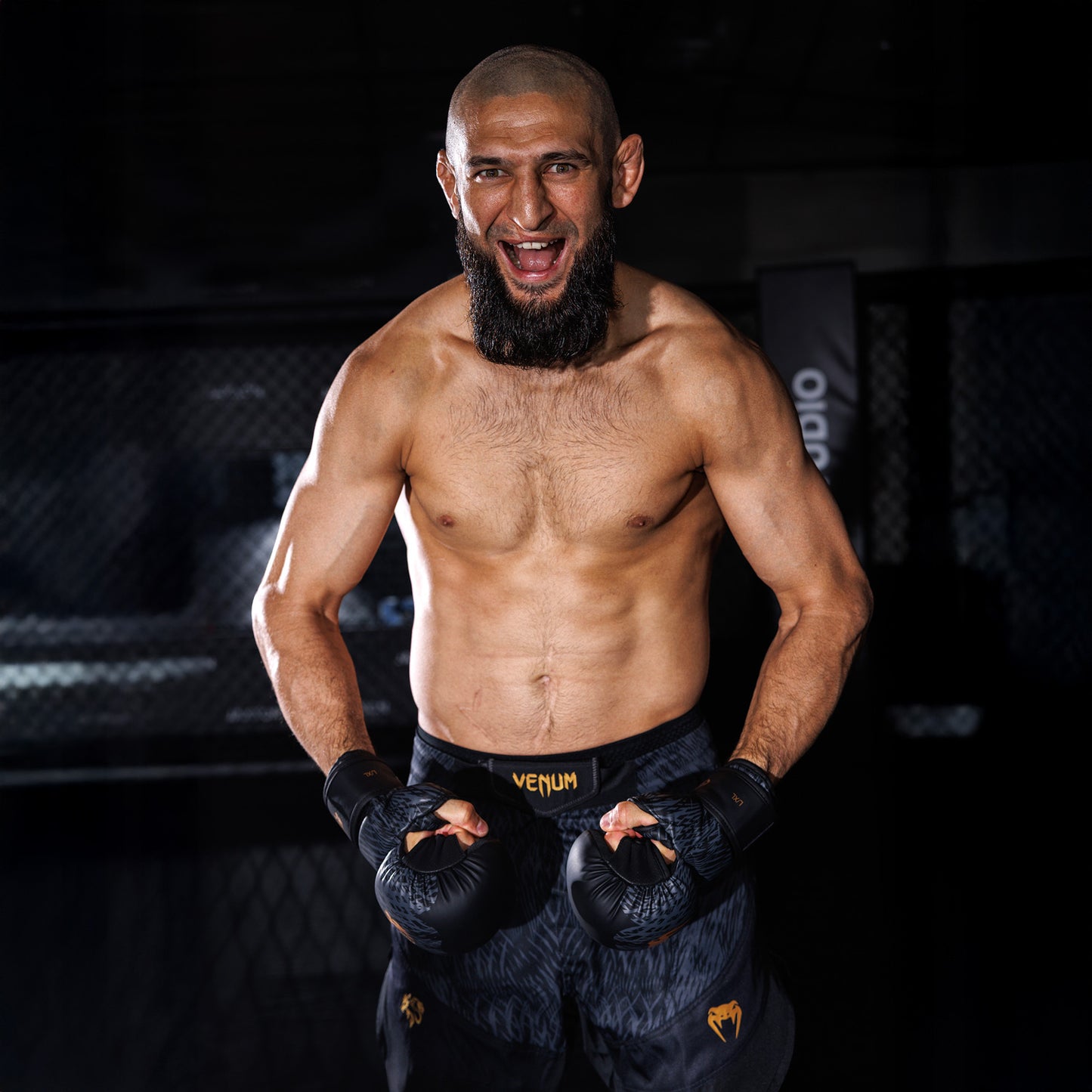Venum x Chimaev Pantalones Cortos de Combate  - Negro/Gris