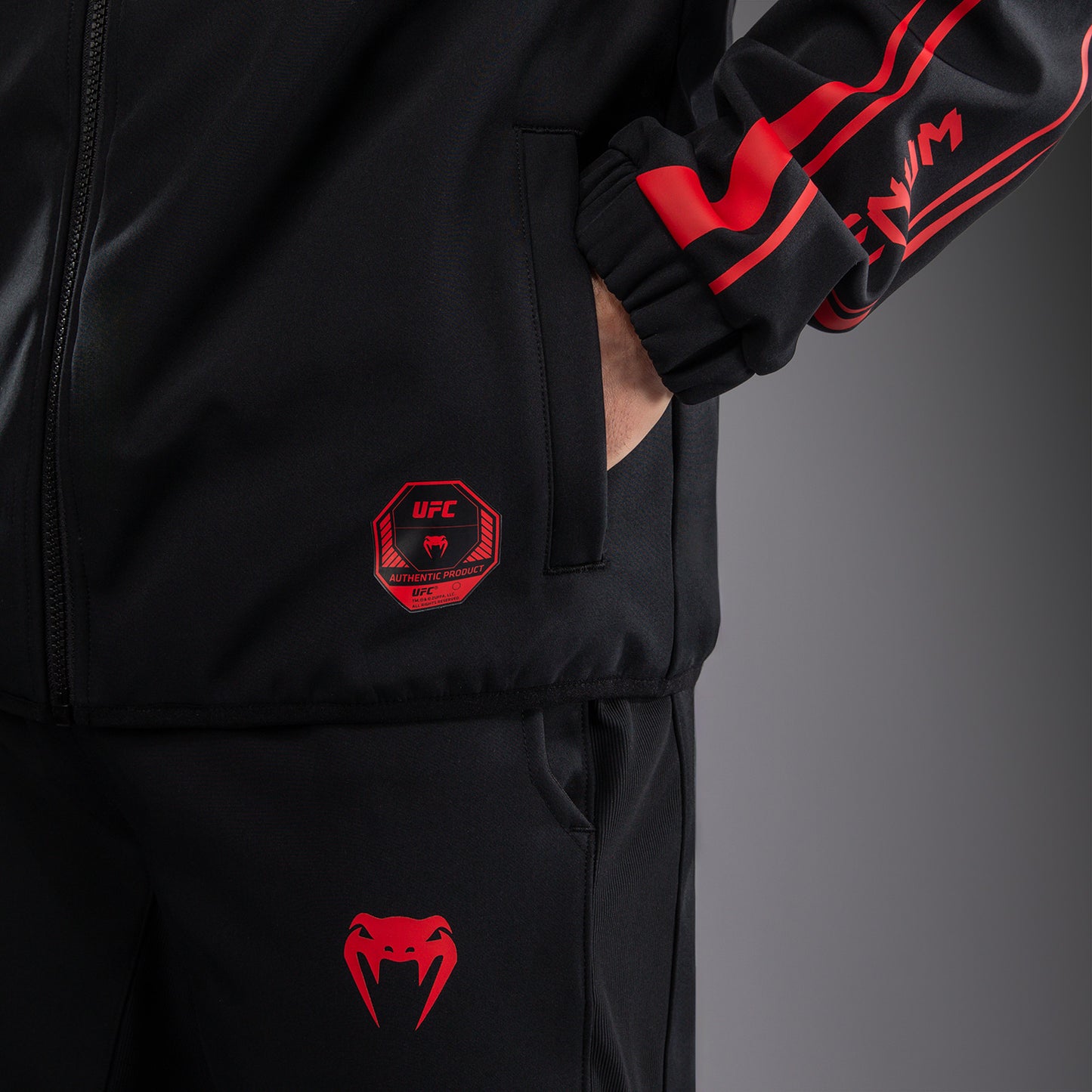 Venum UFC Unity by Venum Authentic Fight Week Sudadera con Capucha y Cremallera para Hombre - Negro