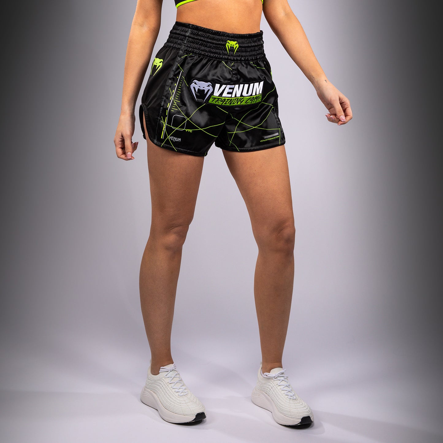 Venum Training Camp 4.0 Short Muay Thai - Negro/Verde neón