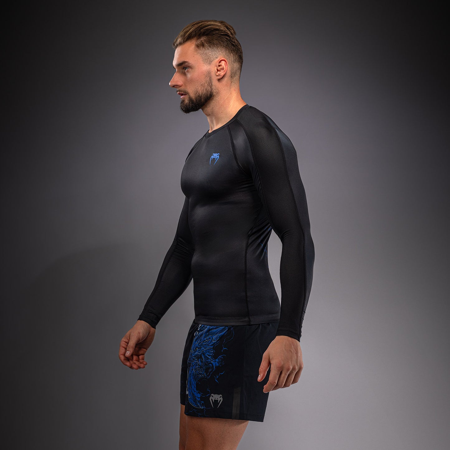 Venum Thunder Dragon Rashguard Manga Larga – Negro/Azul Real