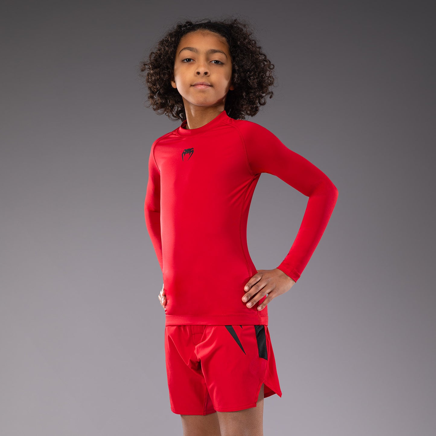 Venum Contender Rashguards de Mangas Largas para Niños - Rojo Cereza