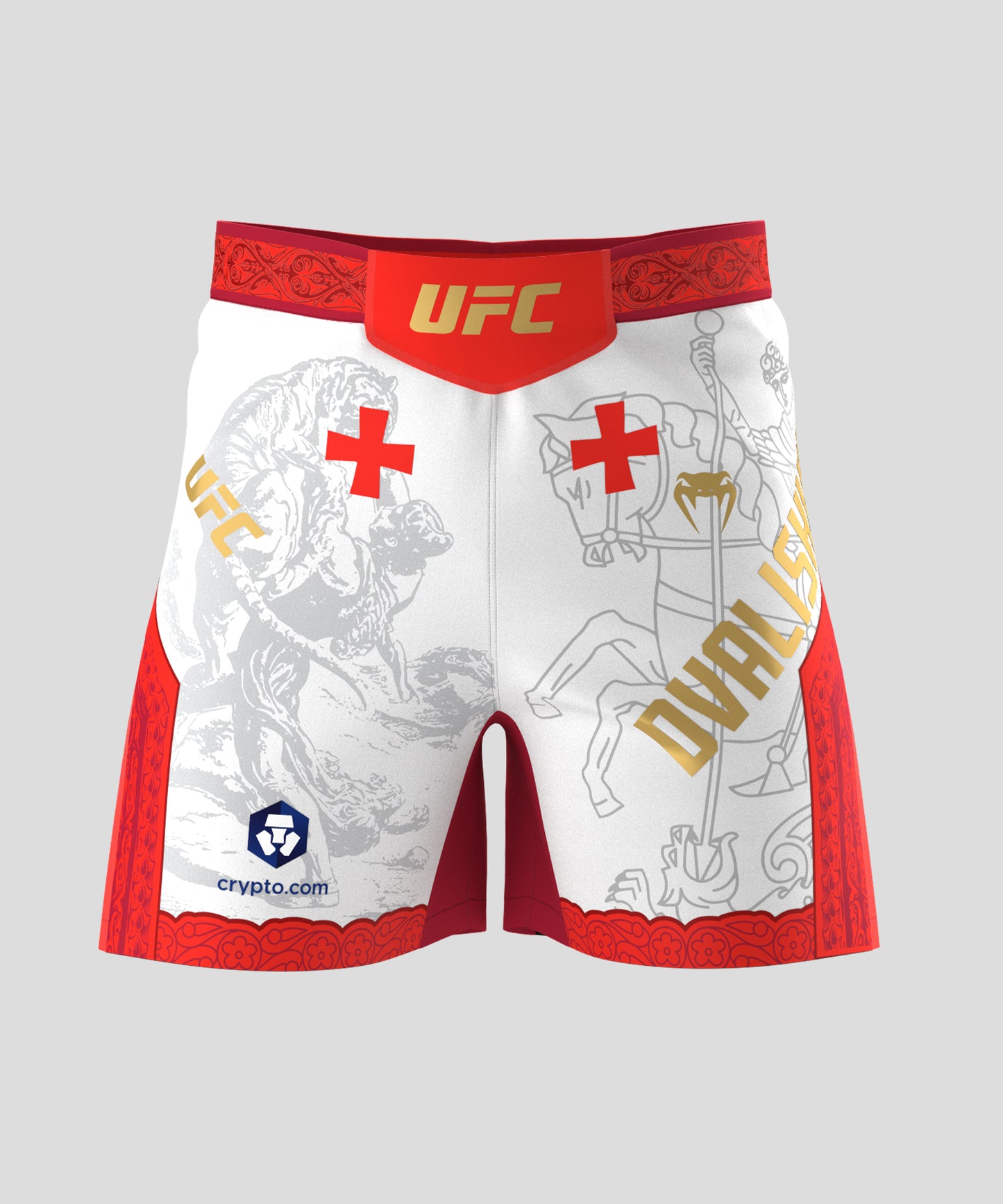 UFC Unrivaled by Venum Merab Dvalishvili Pantalones de Lucha para Hombres - Blanco/Rojo
