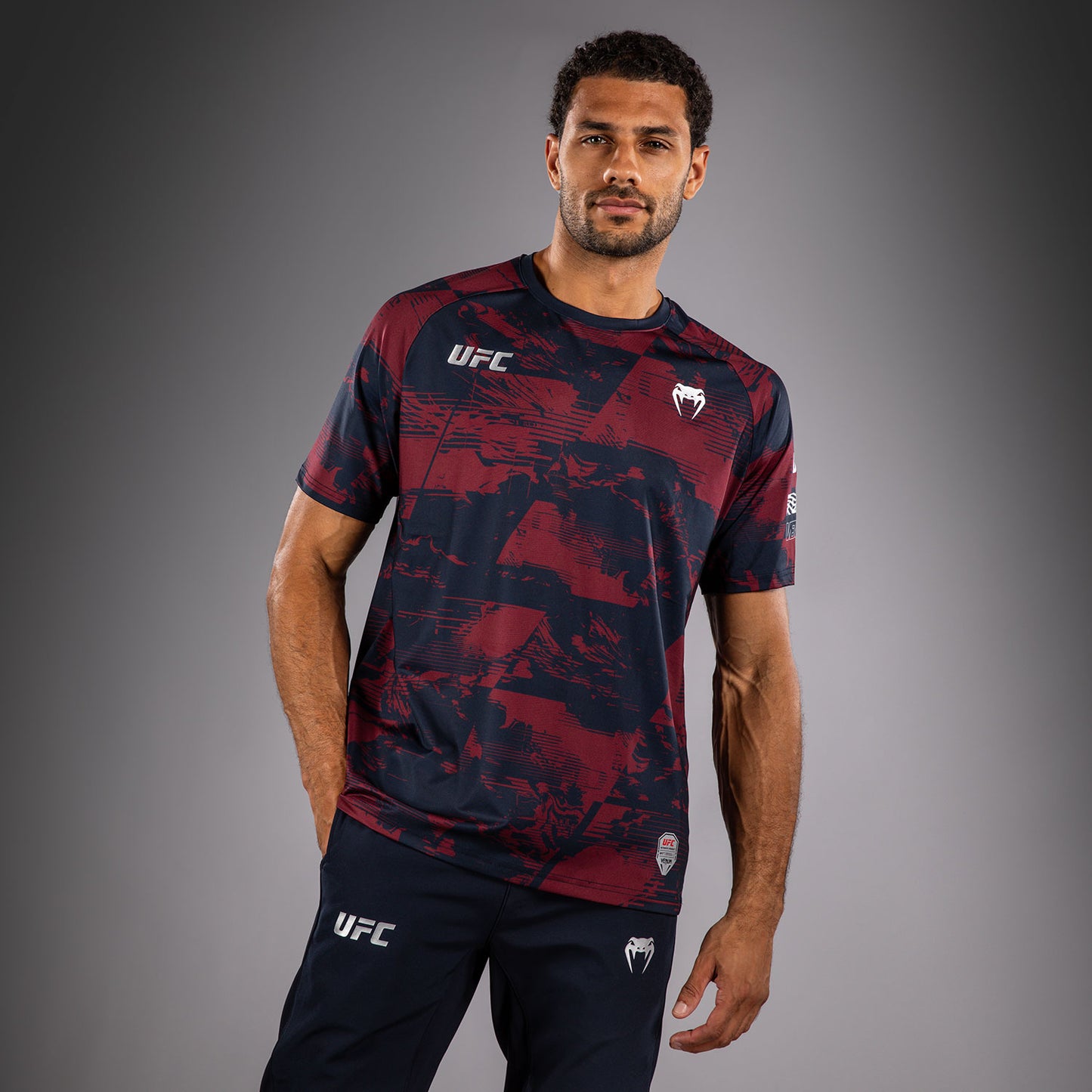 UFC Zenith by Venum Authentic Fight Week Camiseta de manga corta Performance Hombre - Azul marino/Burdeos/Plateado