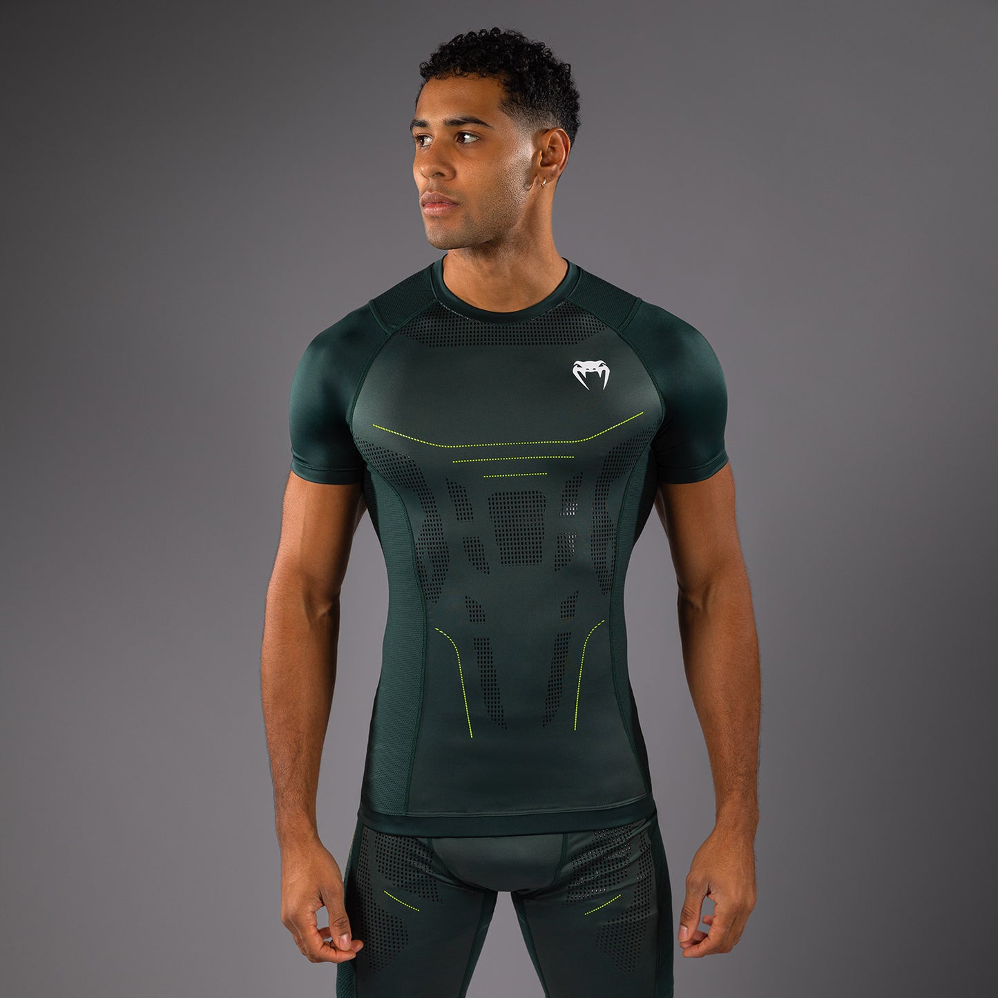 Venum Technical 3.0 Camiseta de Manga Corta Rashguard - Verde Bosque