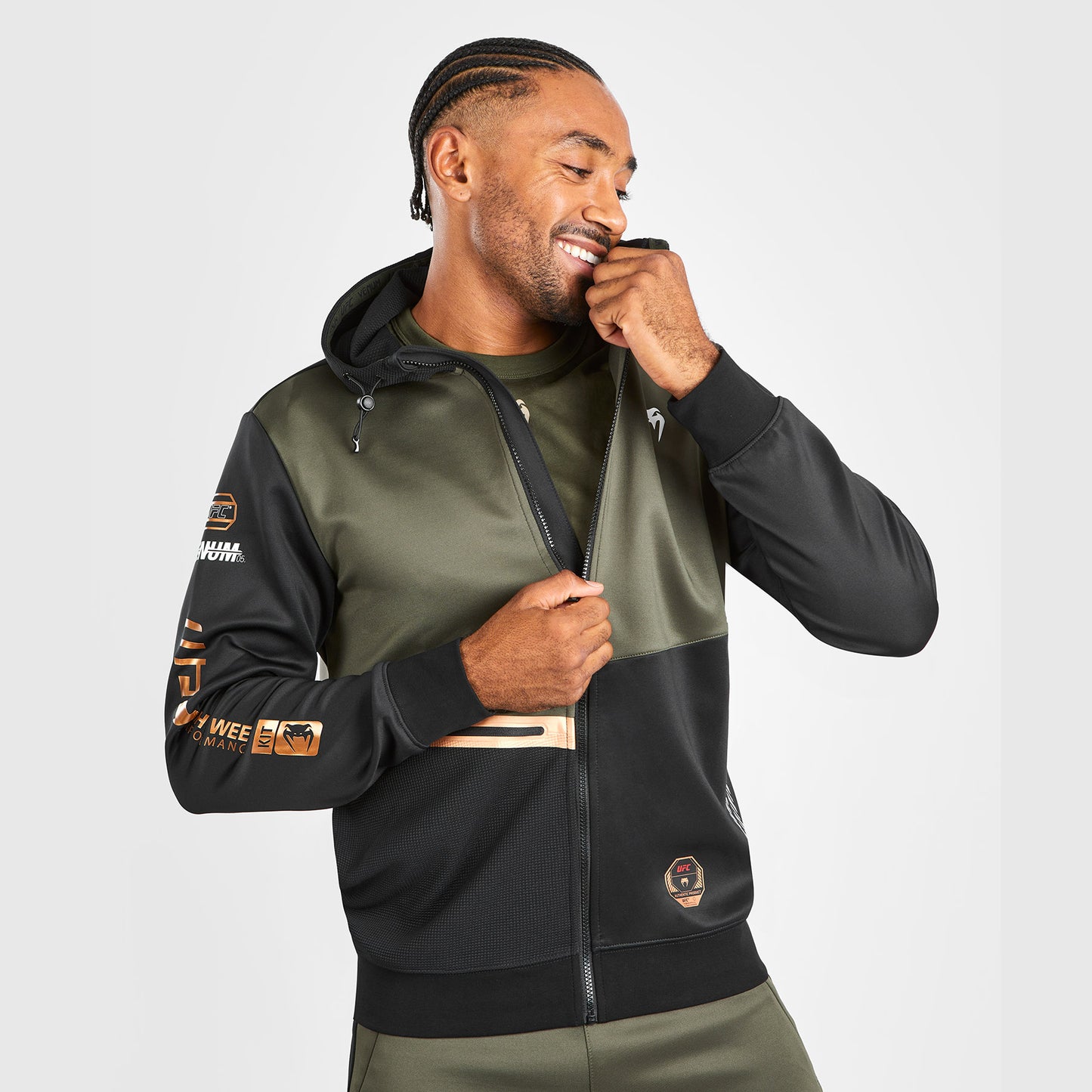UFC Adrenaline by Venum Fight Week Sudadera con capucha y cremallera para Hombre - Caqui/Bronce