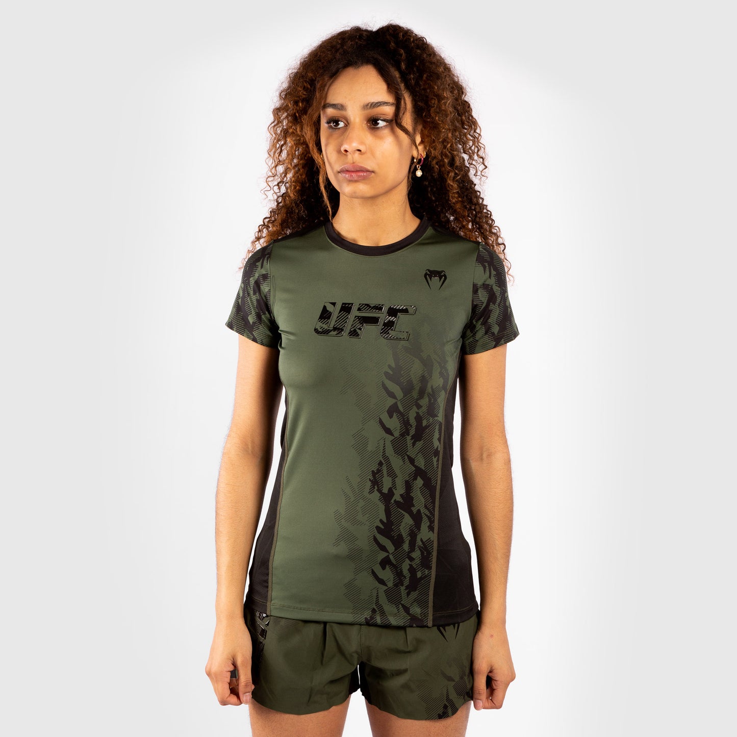 Venum UFC Authentic Fight Week Camiseta Performance de Manga Corta para Mujer – Caqui