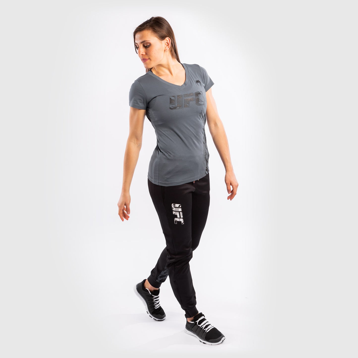 Camiseta De Algodón Manga Corta Para Mujer UFC Venum Authentic Fight Week - Gris