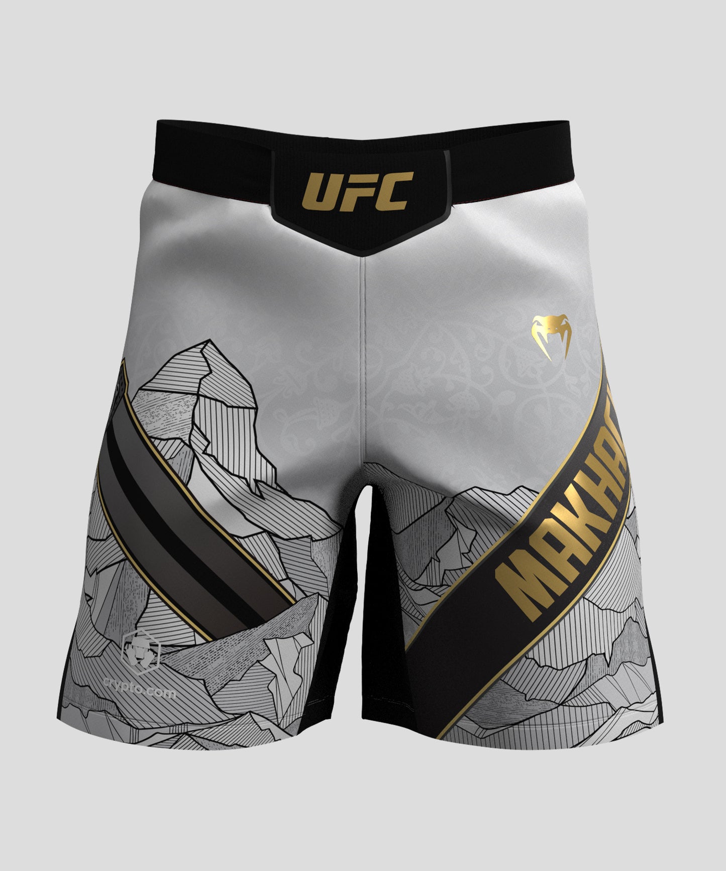 UFC Unrivaled by Venum Islam Makhachev Pantalones de Lucha para Hombres - Blanco/Negro