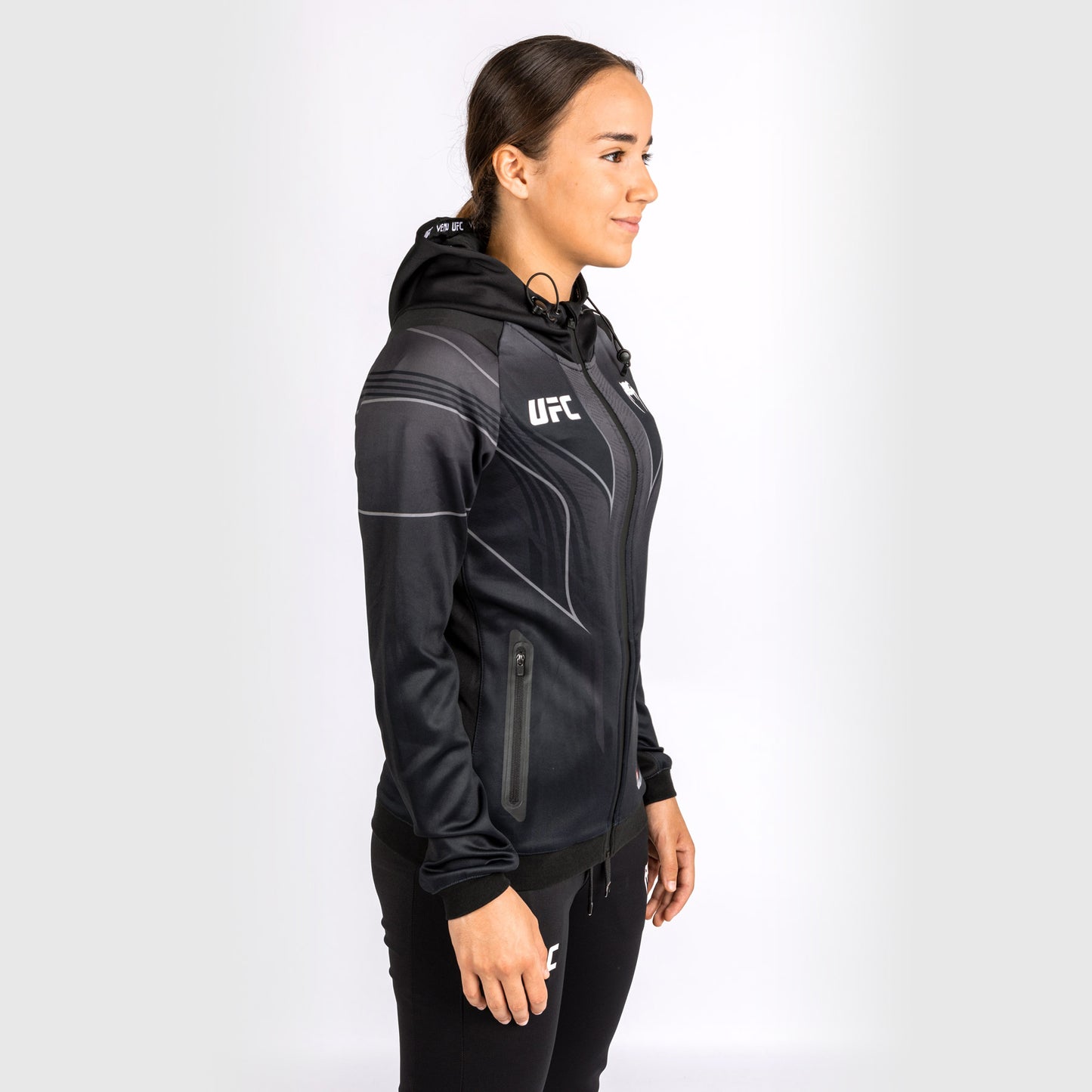 Sudadera con capucha personalizada UFC Venum Authentic Fight Night 2.0 para mujer - Negra