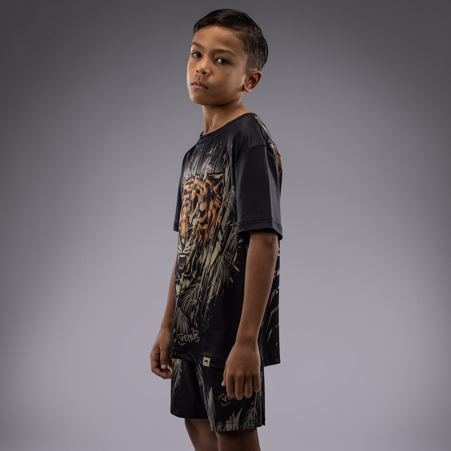 Venum Tiger Camiseta Dry Tech para Niños - Negra/Naranja Neón