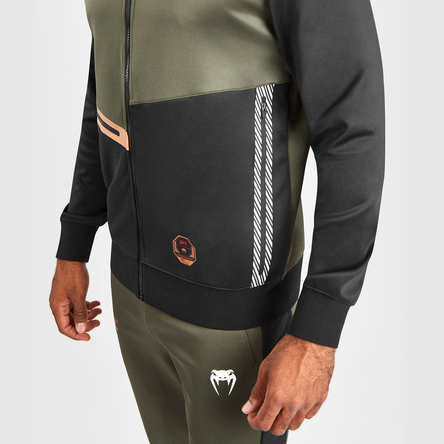 UFC Adrenaline by Venum Fight Week Sudadera con capucha y cremallera para Hombre - Caqui/Bronce