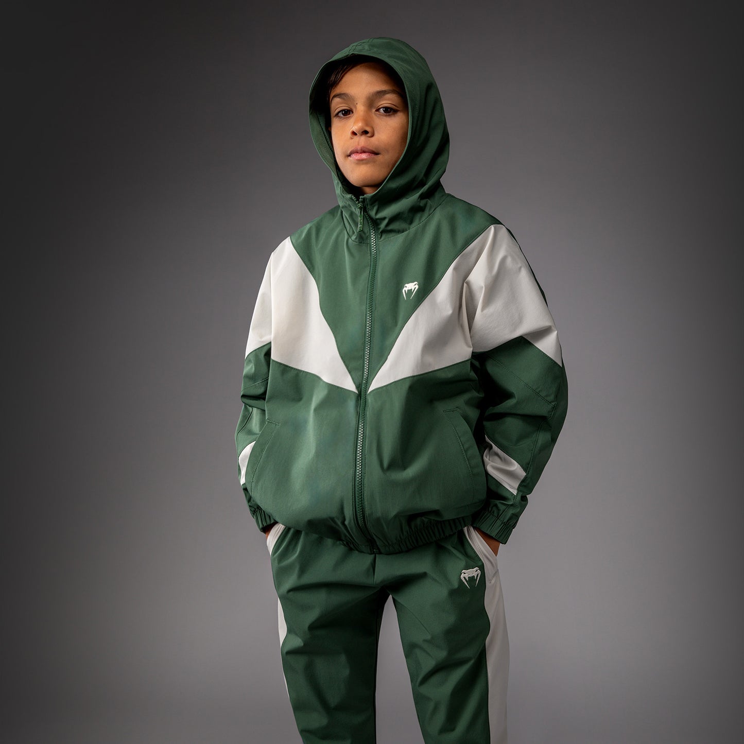 Venum Vectra Chaquetas de Chándal Niños – Verde Bosque/ Blanco Roto