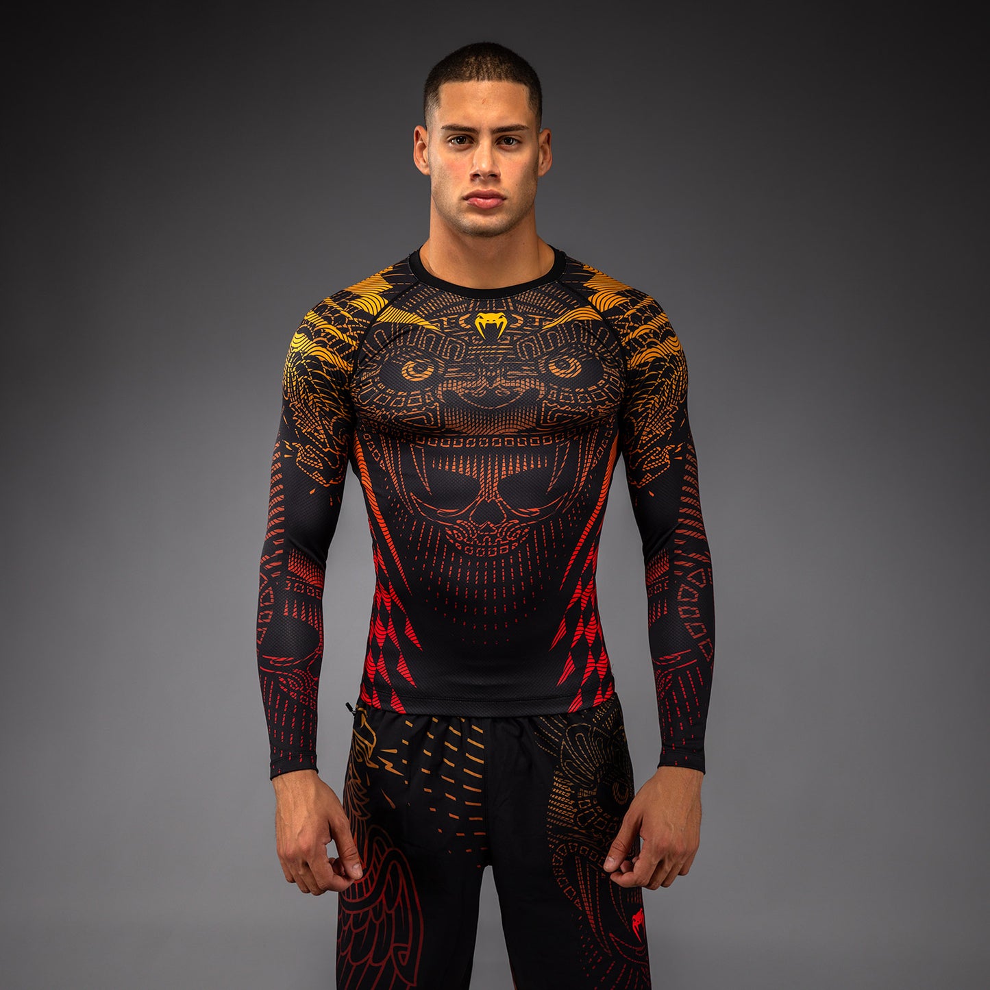 Venum Quetzal Fury Rashguard De Manga Larga - Negro/Fury Rojo/Mandarina