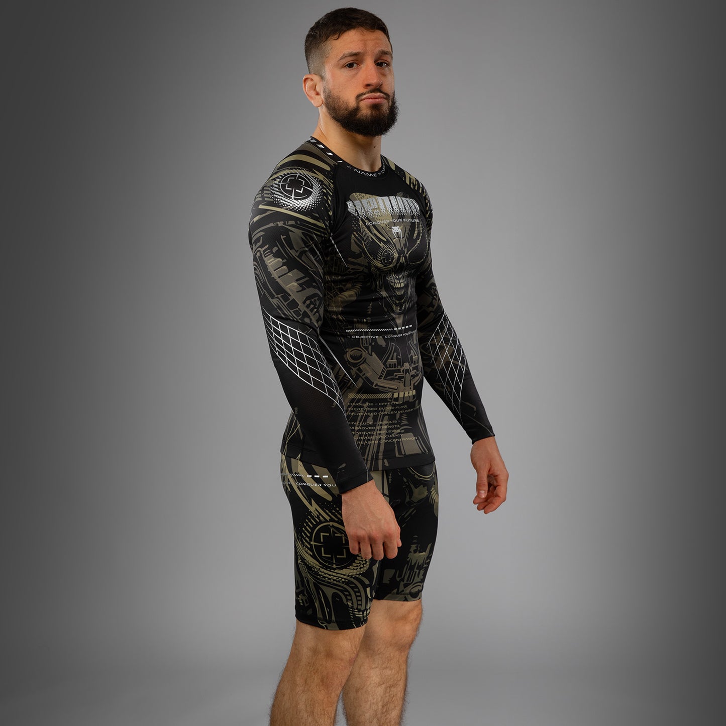 Venum Invader Camiseta de Manga Larga Rashguard - Negro/Sand