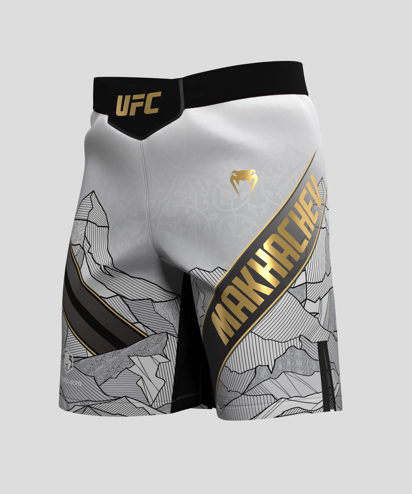 UFC Unrivaled by Venum Islam Makhachev Pantalones de Lucha para Hombres - Blanco/Negro