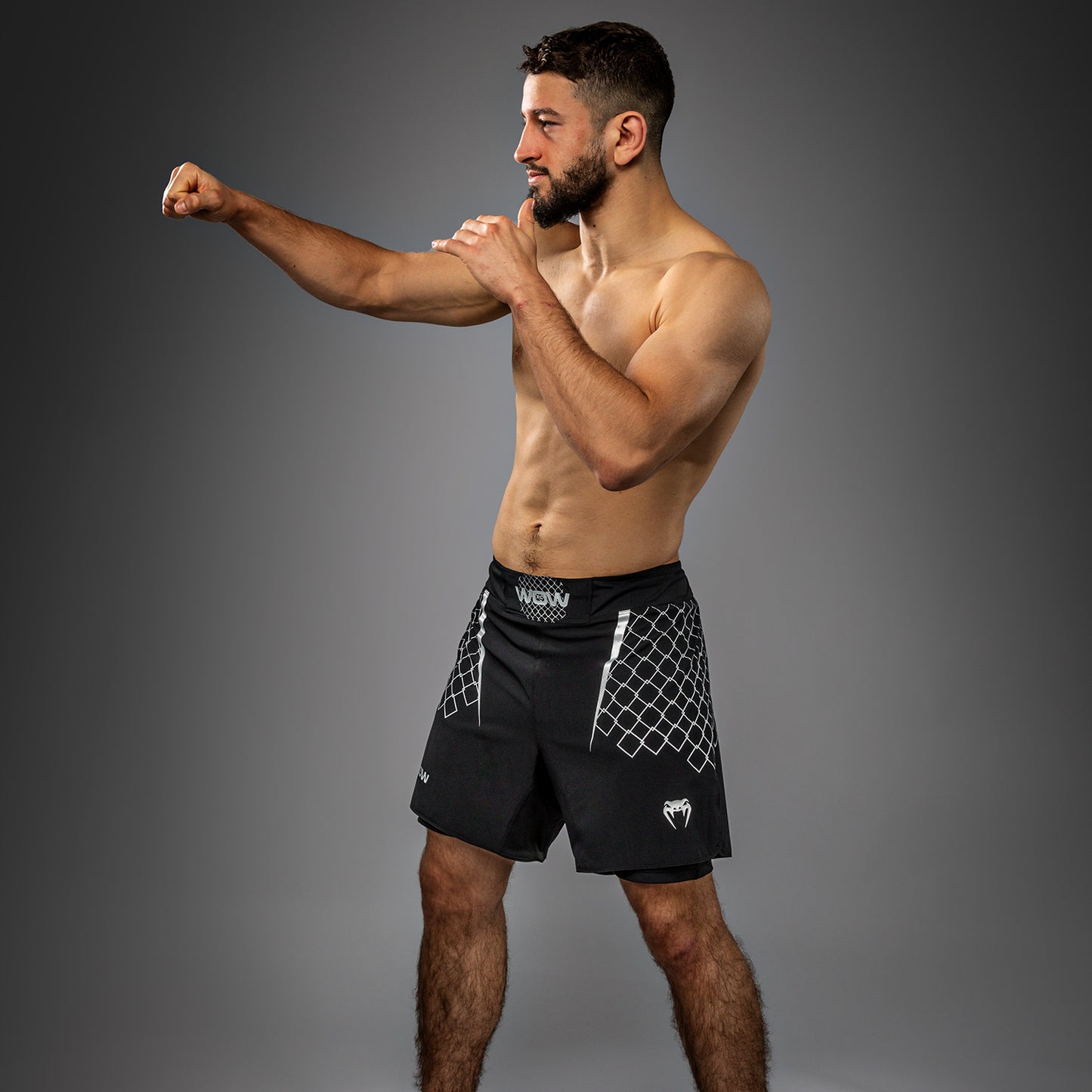 Venum x WOW FC Pantalones de Lucha para Hombre - Negro/Gris Plateado