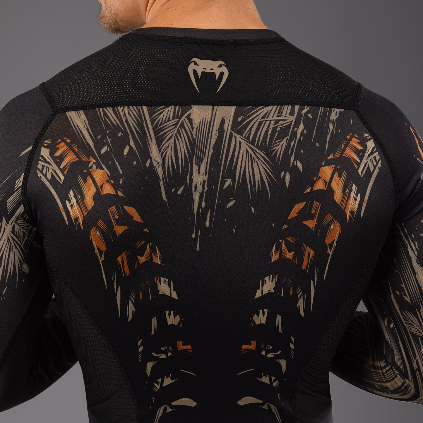 Venum Tiger Rashguard de Manga Larga para Hombre - Negro/Naranja Neón