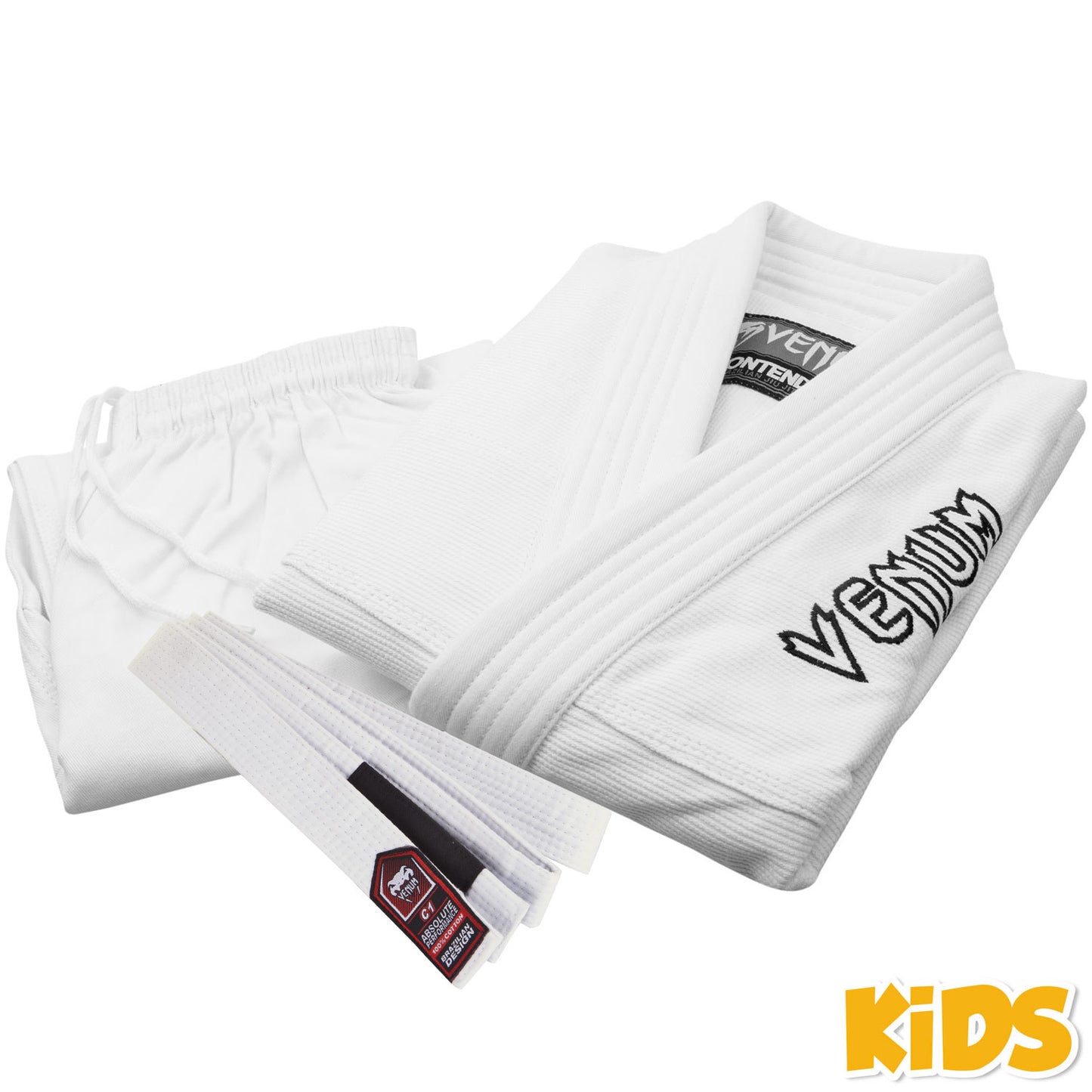 Venum Contender Kids Kimono BJJ (Cinturón blanco incluido) - Blanco