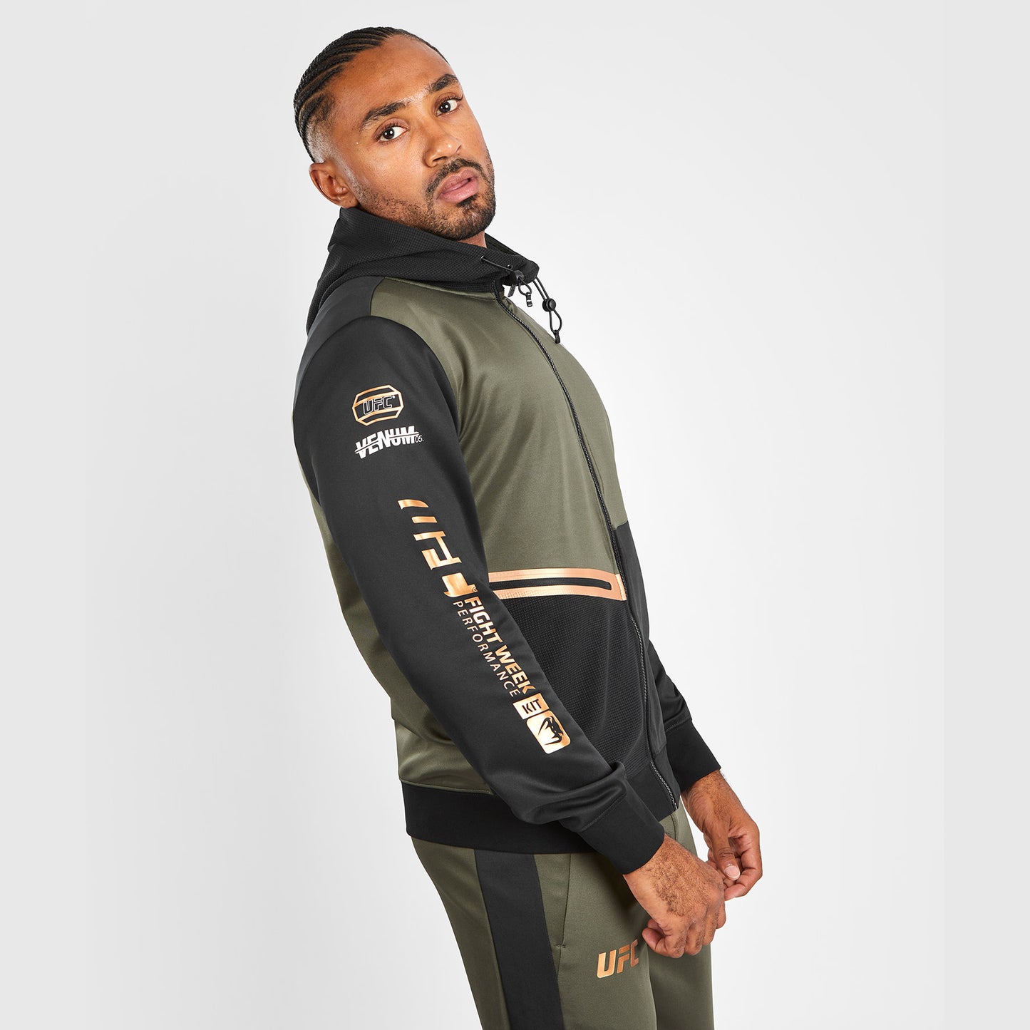 UFC Adrenaline by Venum Fight Week Sudadera con capucha y cremallera para Hombre - Caqui/Bronce