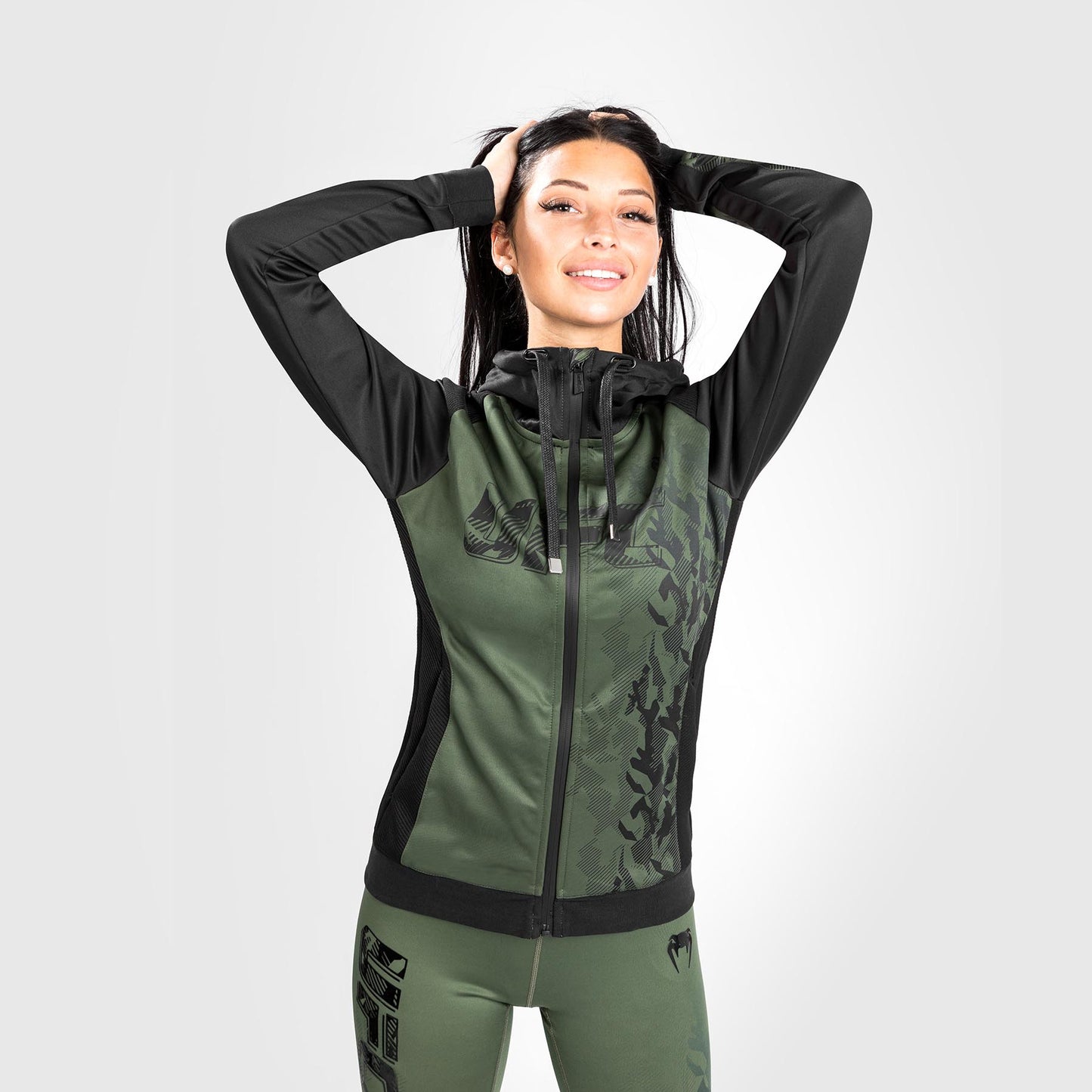 Sudadera Con Cremallera Para Mujer UFC Venum Authentic Fight Week - Caqui