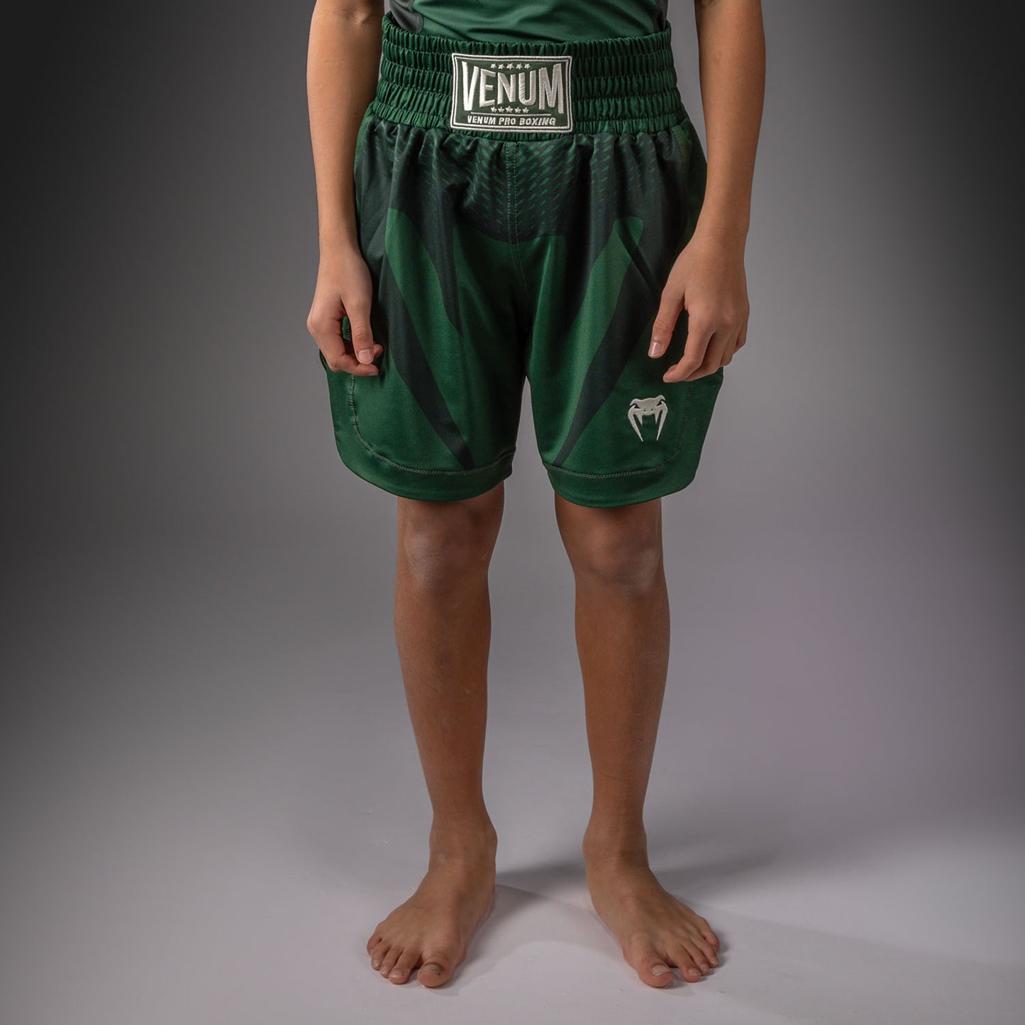 Venum Attack Pantalones Cortos de Boxeo Infantil - Verde Bosque/ Blanco Roto