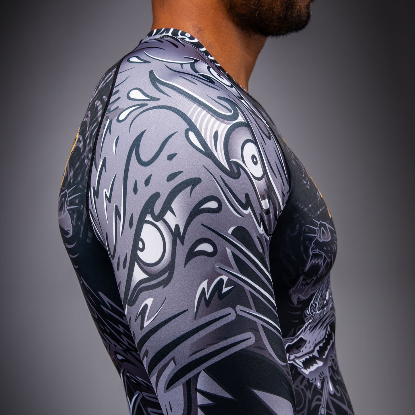 Venum Wolf Atak Rashguard Manga Larga – Negro/Gris