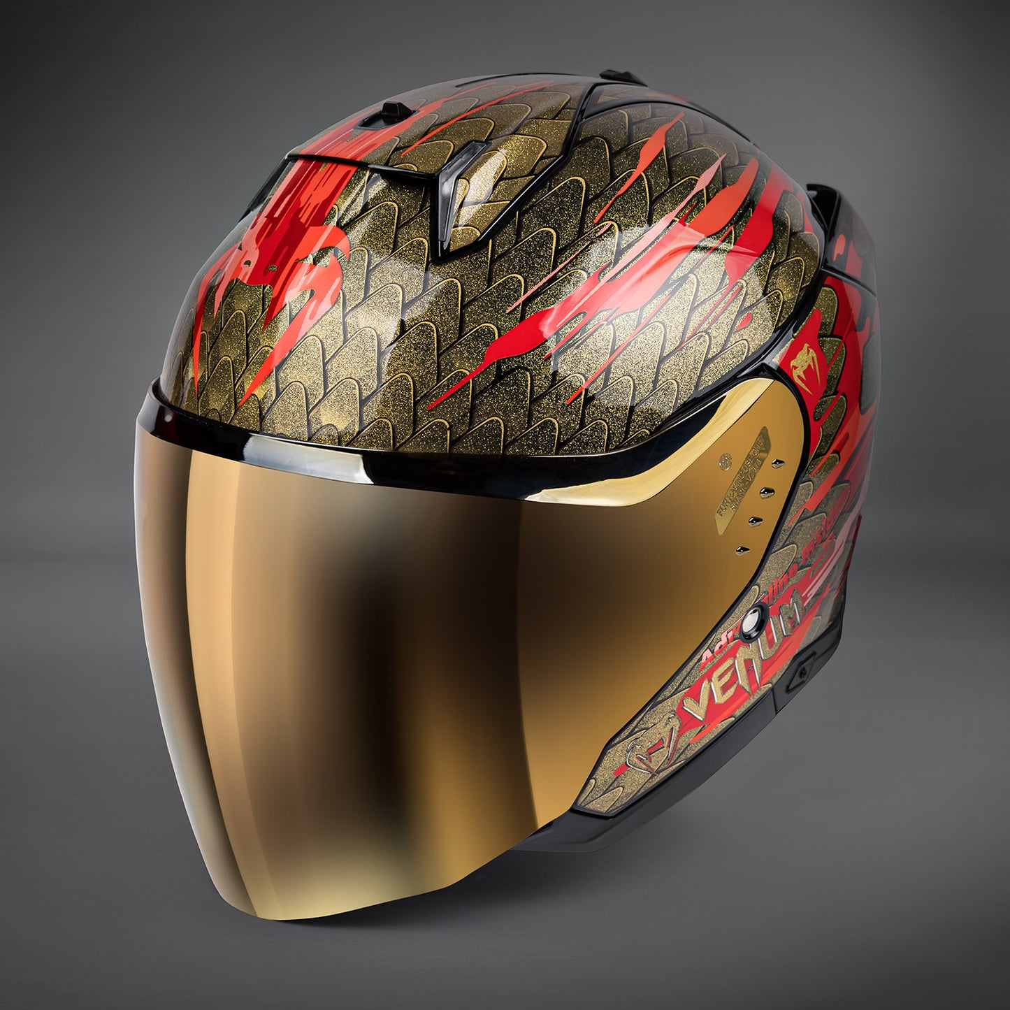 Venum x Shark Casco de moto SKWAL i3 JET - Rojo/Dorado