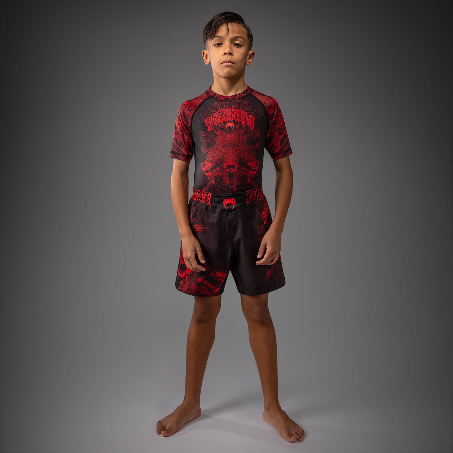 Venum Wolf Atak Short de Combate Para Niños – Negro/Rojo