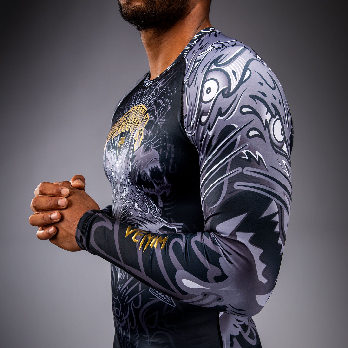 Venum Wolf Atak Rashguard Manga Larga – Negro/Gris