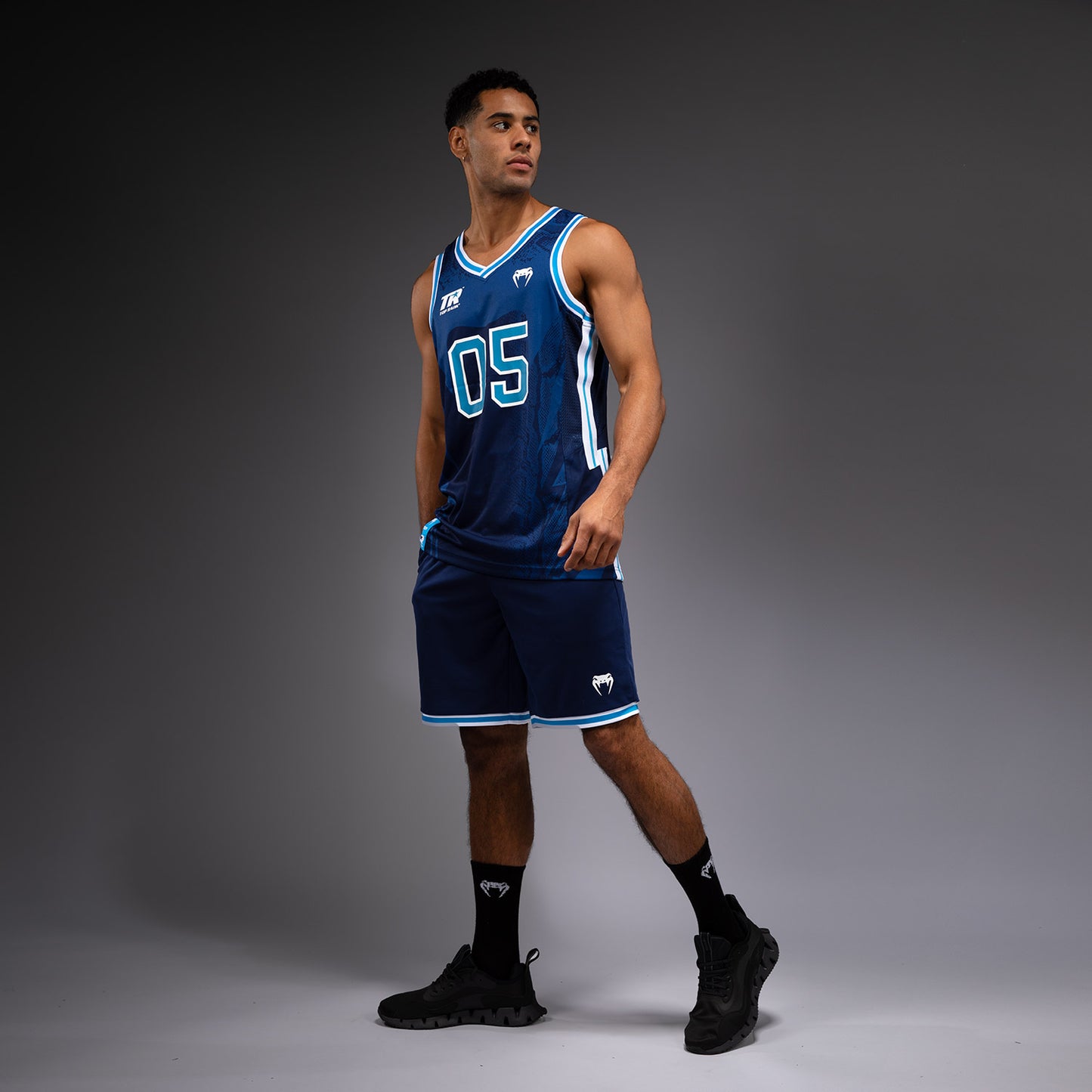 Venum x Top Rank Original Camiseta de Baloncesto para Hombre - Azul Marino