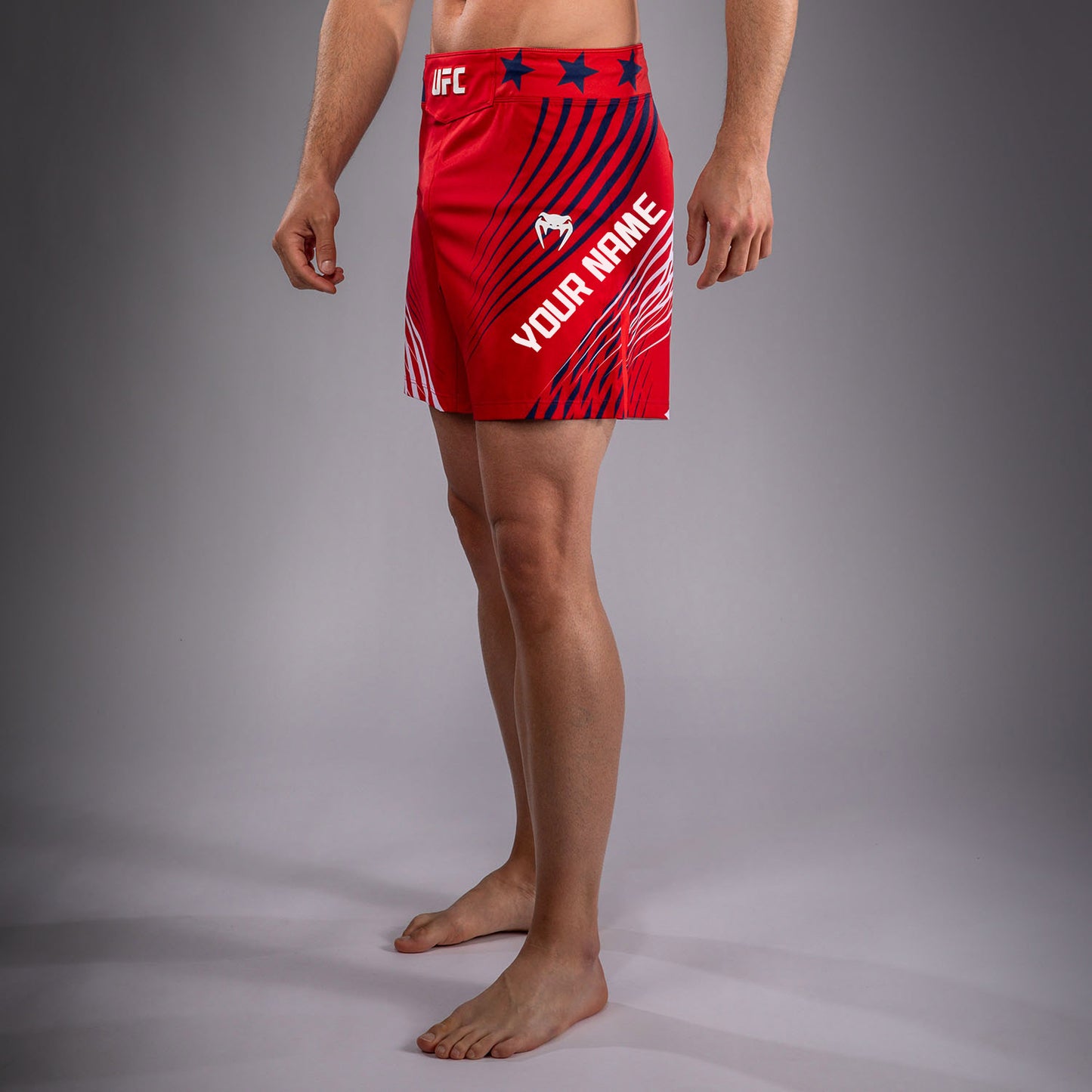 Official UFC Freedom 250 by Venum Personalizado Authentic Fight Night Fight Shorts de ajuste corto para hombre - Rojo