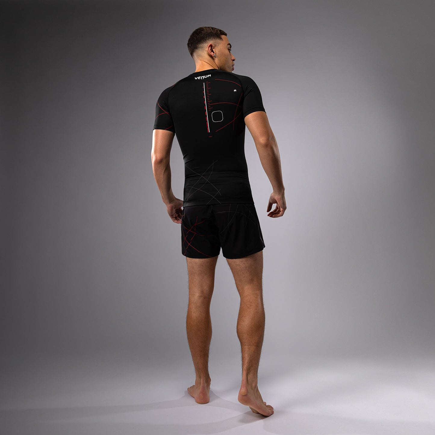 Venum Tactical XT Lycra de manga corta para hombre - Negro/Rojo fuego