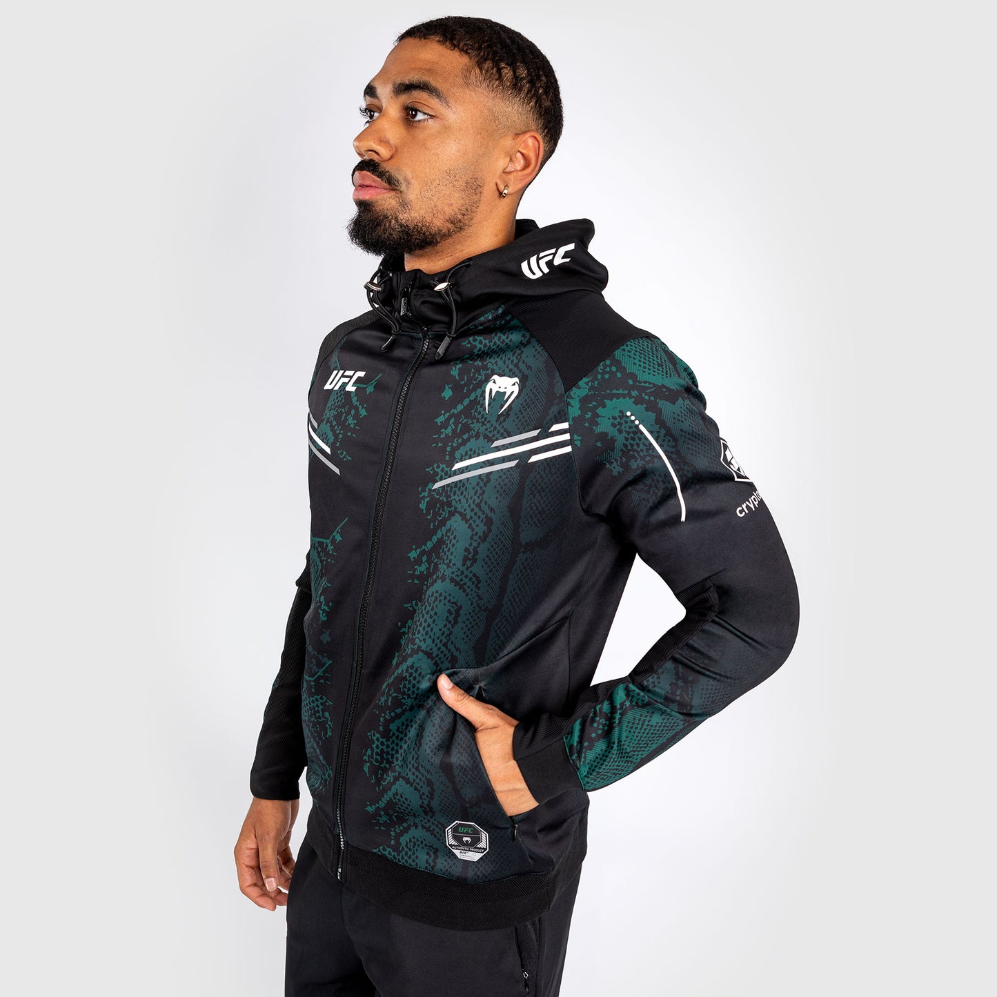 UFC Adrenaline by Venum Authentic Fight Night Sudadera con capucha para Hombre - Emerald Edition - Verde/Negro