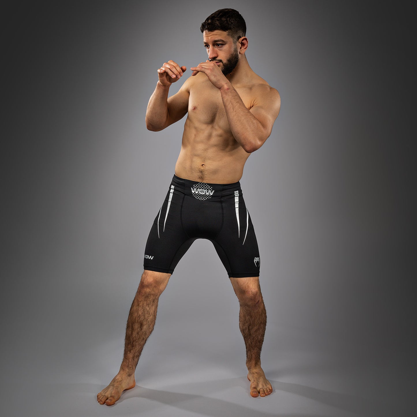 Venum x WOW FC Pantalones Vale Tudo para Hombre - Negro/Gris Plateado