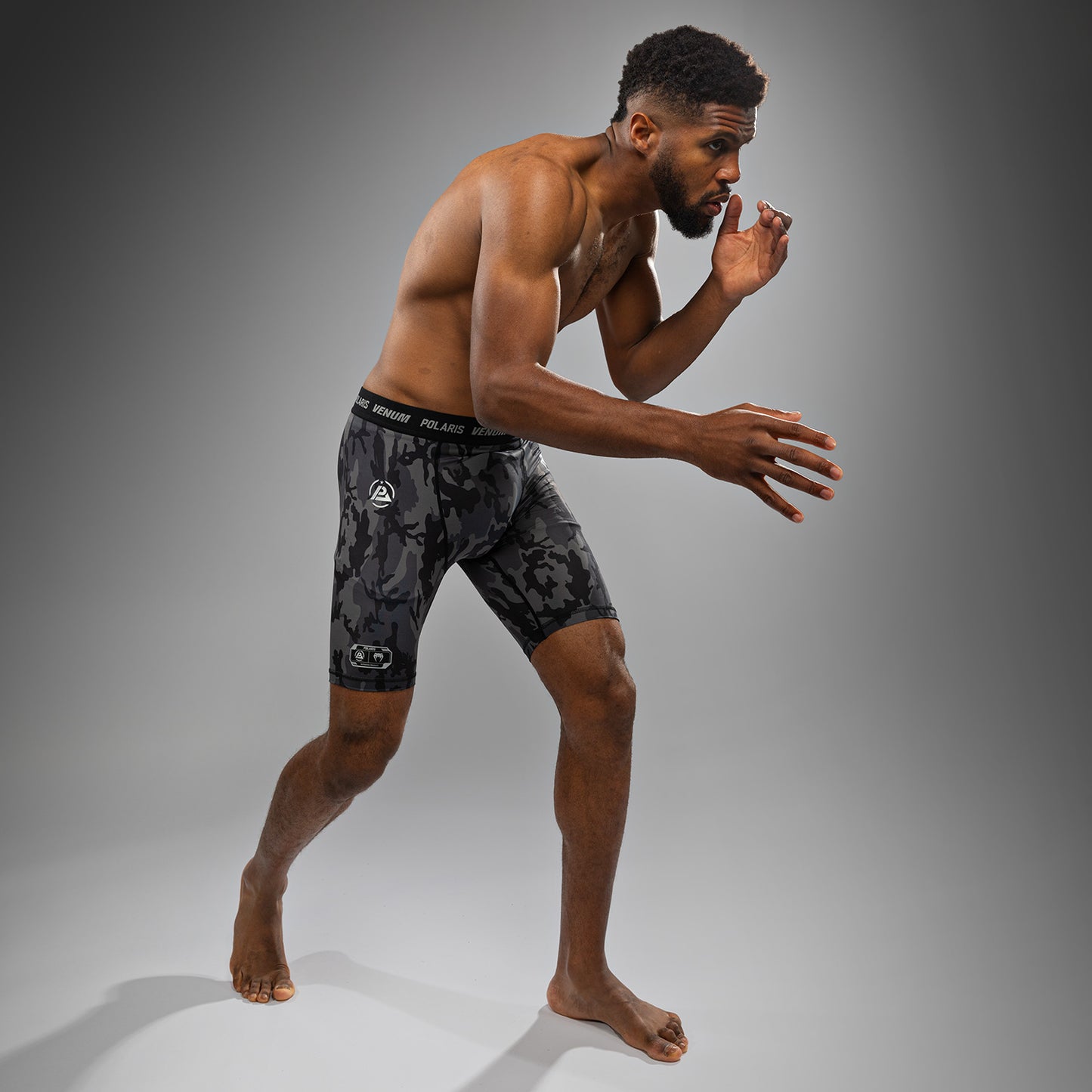 Venum x Polaris Vale Tudo Shorts - Negro/Gris Tormenta