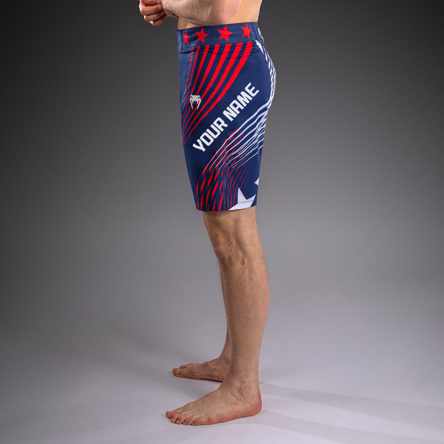 Official UFC Freedom 250 by Venum Authentic Fight Night Fight Shorts de ajuste largo para hombre - Azul